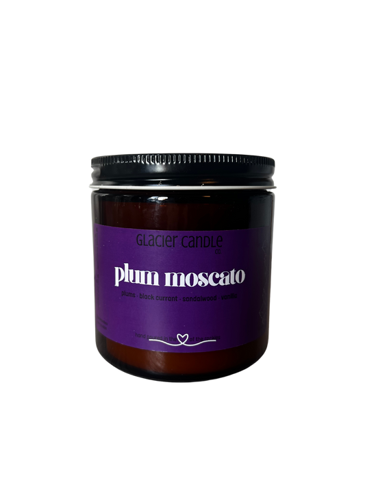 plum moscato 16oz amber jar