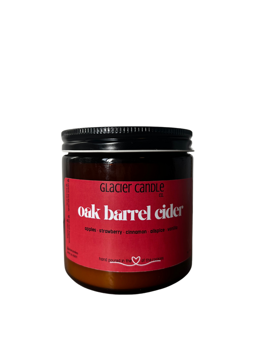 oak barrel cider 16oz amber jar